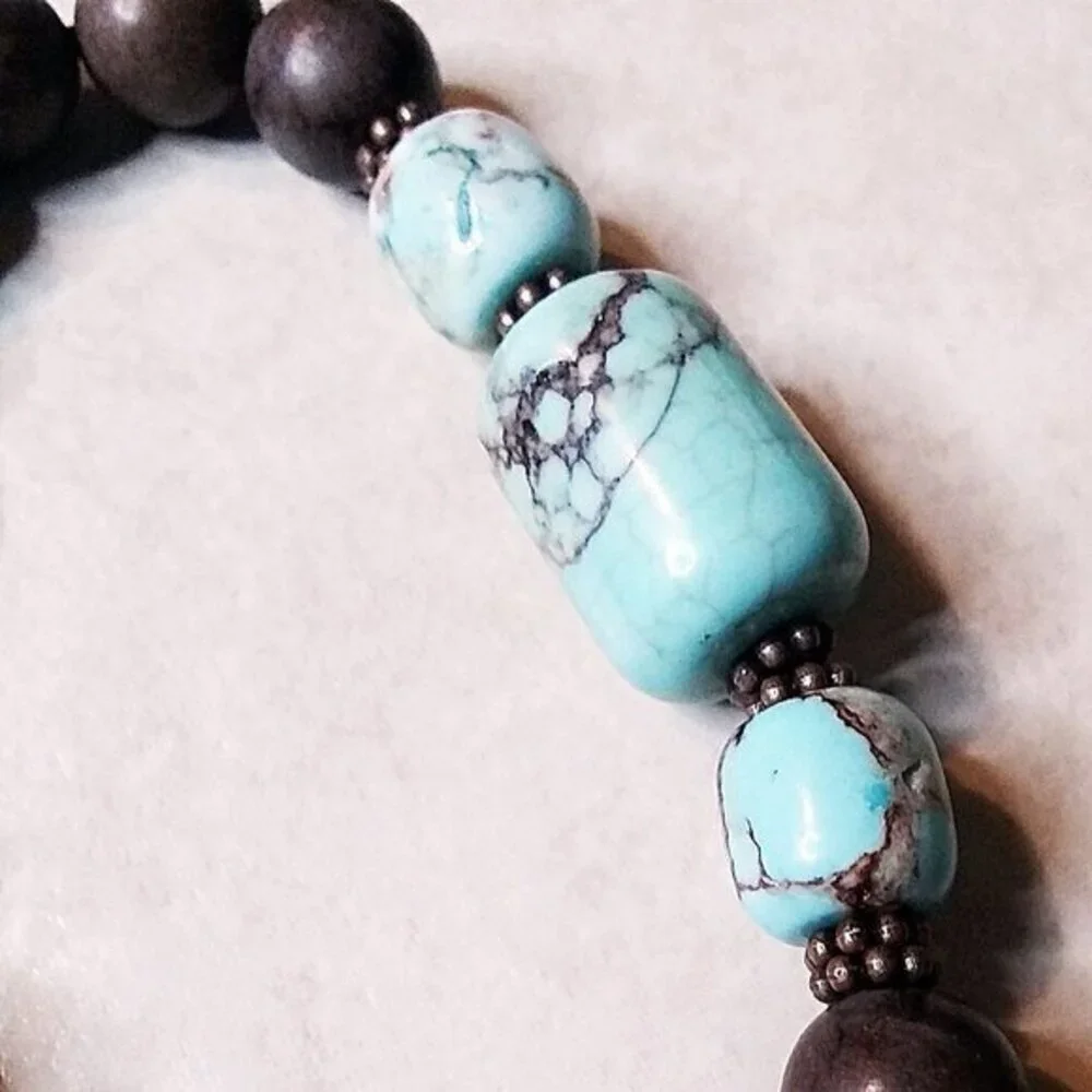 Boho & Southwest Influenced Flair! Earth Colors! Turquoise + Brown Howlite 7